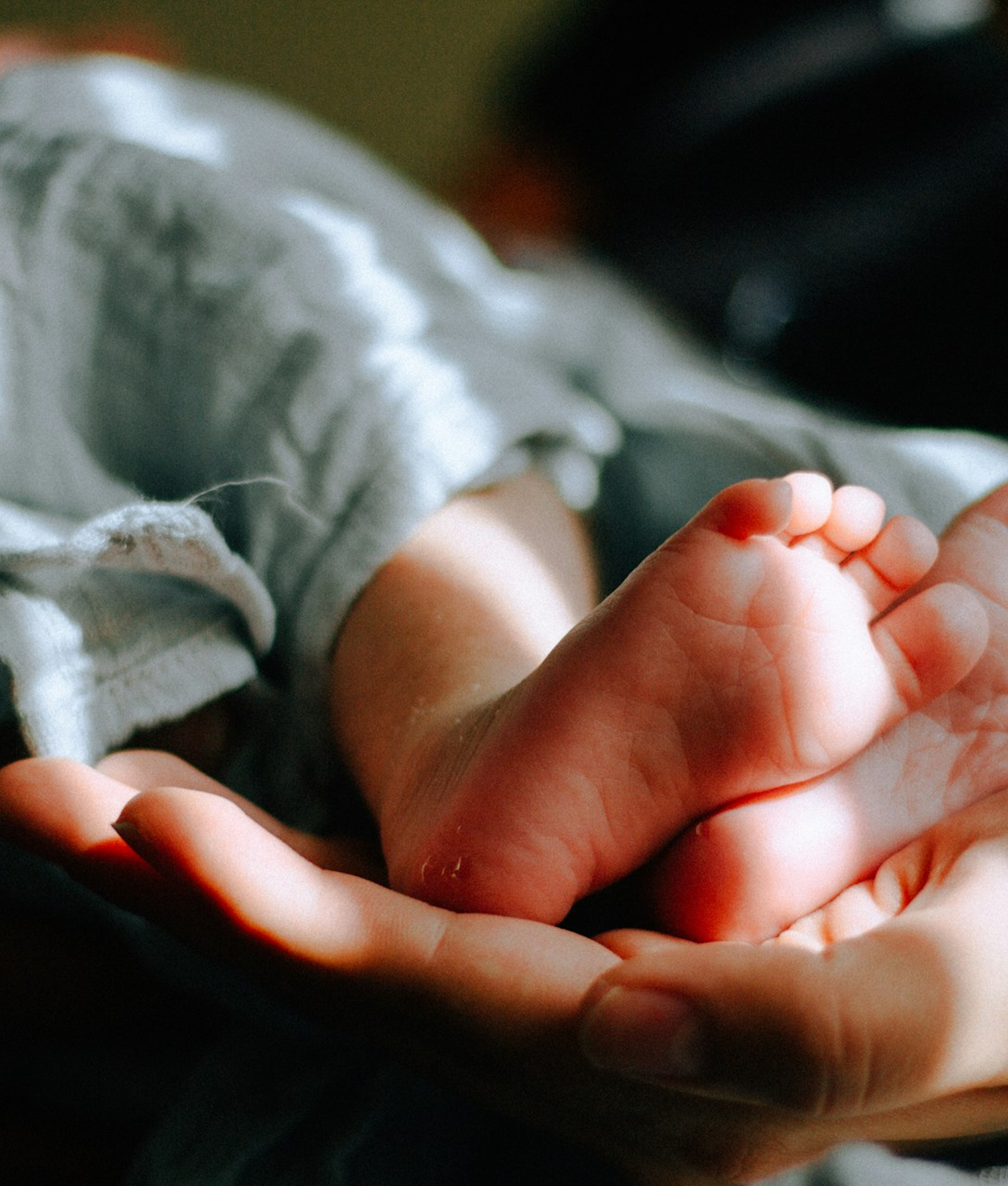 Babyfüße in einer Erwachsenenhand: Ein Symbolbild für Vorgeburtliche Anmeldung